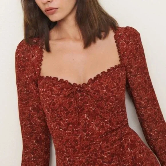 Reformation Red Remi Floral Mini Dress - Picture 2 of 3